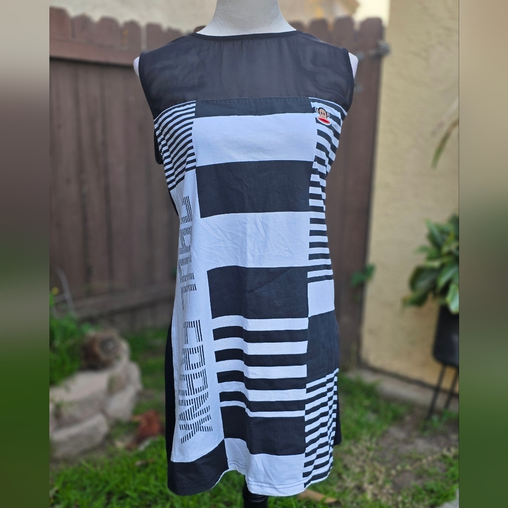Paul Frank Black and White Striped Dress Y2K Size Medium